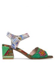 Laura Vita Sandały Jacqueso 20 Zielony. Zielone sandały Laura Vita, bez wzorów, ze skóry, bez obcasa, na słupku, bez zapięcia. Za 399.99 zł.