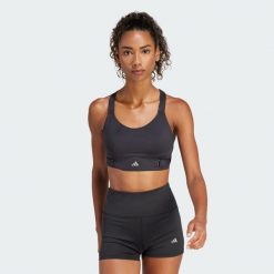 Biustonosz FastImpact Luxe Run High-Support. Czarne bielizna sportowa Adidas, xl, bez wzorów, z materiału. Za 349.00 zł.