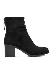 JENNY Botki CEO-MARTINA WS14438-22 Czarny. Czarne botki Jenny, bez wzorów, z materiału, bez obcasa, na słupku, bez zapięcia. Za 159.99 zł.