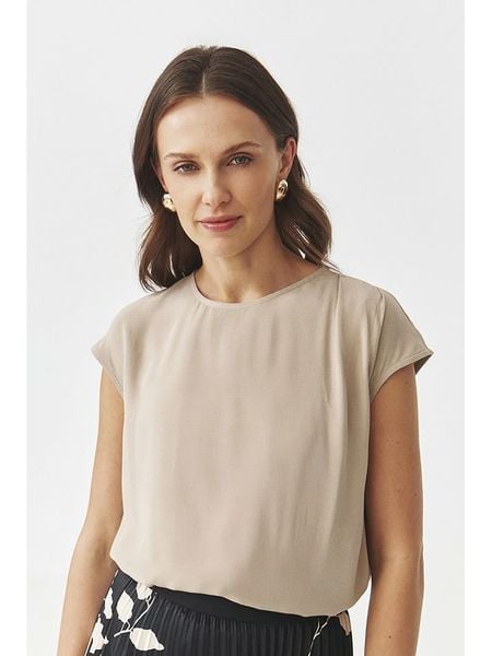 TATUUM Bluzka w kolorze beżowym rozmiar: 44. Brązowe bluzki Tatuum, bez wzorów, z wiskozy, bez kołnierzyka, bez ramiączek. Za 100.52 zł.
