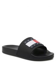 Tommy Jeans Klapki Flag Pool Sld Ess EN0EN02115 Czarny. Czarne klapki Tommy Jeans, bez wzorów, z jeansu, bez obcasa. Za 119.99 zł.