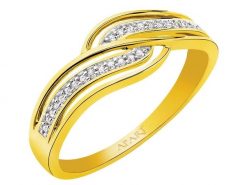 Pierścionek z żółtego złota z diamentami - 0,08 ct - próba 585. Żółte pierścionki Apart, z diamentem, złote. W wyprzedaży za 2,001.30 zł.