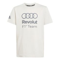 Koszulka Z Grafiką Audi Revolut F1 Team Dna. Białe bluzki Adidas, bez wzorów, z dzianiny, eleganckie, bez kołnierzyka, bez ramiączek. Za 129.00 zł.