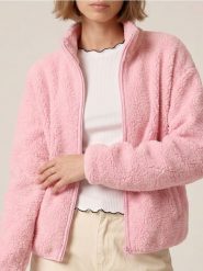 Bluza sherpa ze stójką na zamek - różowy. Czerwone bluzy Sinsay, l, bez wzorów, bez kaptura. Za 59.99 zł.