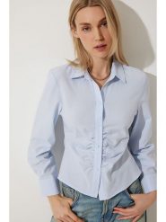 Happiness Istanbul Bluzka w kolorze błękitnym rozmiar: 38. Niebieskie bluzki Happiness Istanbul, bez wzorów, bez kołnierzyka, bez ramiączek. Za 52.99 zł.