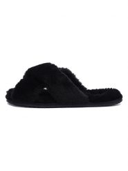 ISLAND BOOT Kapcie "Fluffy" w kolorze czarnym rozmiar: 36. Czarne obuwie domowe Island Boot, bez wzorów, z otwartym noskiem, bez zapięcia. Za 79.03 zł.