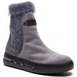 Botki BALDININI - 948029TKIIN0101XXFNX Grigio. Szare botki Baldinini, z aplikacjami, z materiału, bez obcasa, bez zapięcia. W wyprzedaży za 1,039.00 zł.