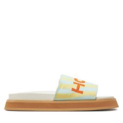 Klapki HOFF. Zielone klapki Hoff, bez wzorów, bez obcasa. Za 329.99 zł.
