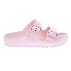 Klapki damskie Birkenstock Arizona Eva. Czerwone klapki Birkenstock, bez wzorów, z materiału, bez obcasa. Za 357.00 zł.