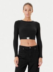 Guess Bluzka O5RP00 KCDA2 Czarny Regular Fit. Czarne bluzki Guess, m, z aplikacjami, bez kołnierzyka, bez ramiączek. Za 189.99 zł.
