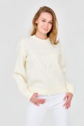 GUESS Damska bluza w kolorze ecru z dużym logo, Rozmiar XL. Białe bluzy sportowe Guess, s, z aplikacjami, bez kaptura. W wyprzedaży za 269.99 zł.