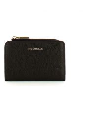 COCCINELLE Skórzany portfel w kolorze czarnym - 13 x 8,5 x 4 cm rozmiar: onesize. Czarne portfele Coccinelle, bez wzorów, z materiału. Za 305.92 zł.