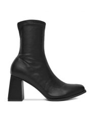 DeeZee Botki BZRB0804-4 Czarny. Czarne botki DeeZee, bez wzorów, z materiału, bez obcasa, na słupku, bez zapięcia. Za 199.99 zł.