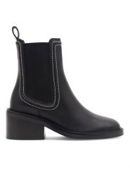 Gino Rossi Botki ALBA-110382 Czarny. Czarne botki Gino Rossi, bez wzorów, ze skóry, bez obcasa, na słupku, bez zapięcia. Za 399.99 zł.