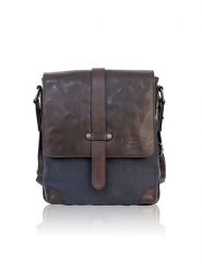 Bellicci Skórzana torebka "Stefan" w kolorze brązowo-granatowym - 21 x 25 x 7 cm rozmiar: onesize. Brązowe torby na ramię Bellicci, bez wzorów, z materiału, na ramię, bez dodatków. Za 215.71 zł.