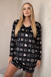 Sukienka welurowa z ozdobnym wzorem czarny. Czarne sukienki KESI, na spotkanie biznesowe, na zimę, l, bez wzorów, z lycry, eleganckie, bez kołnierzyka, bez ramiączek. Za 190.70 zł.