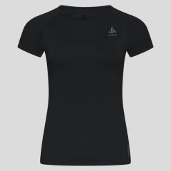 Koszulka damska Odlo BL TOP crew neck s/s PERFORMANCE X-LIGHT. Czarne topy Odlo, m, bez wzorów, bez kołnierzyka, bez ramiączek. Za 249.99 zł.
