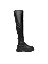 DeeZee Muszkieterki 60165-3 Czarny. Czarne kozaki DeeZee, z materiału, bez obcasa, na płaskiej podeszwie, bez zapięcia. Za 239.99 zł.