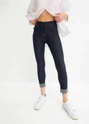 Legginsy w optyce dżinsu z mieszanki bawełny. Niebieskie legginsy bonprix, bez wzorów, z bawełny. Za 112.99 zł.