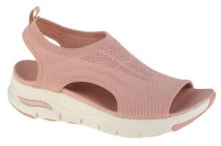 Sandały damskie, Skechers Arch Fit–City Catch. Brązowe sandały Skechers, bez wzorów, z materiału, sportowe, bez obcasa, bez zapięcia. Za 471.00 zł.
