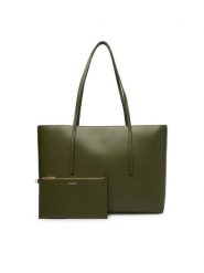 Calvin Klein Torebka Foil Logo Tote W/Pouch LV04F3274G Zielony. Zielone torebki klasyczne Calvin Klein, bez wzorów, ze skóry, bez dodatków. Za 649.99 zł.