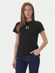Guess Jeans T-Shirt W6GI45 K8HM0 Regular Fit. Czarne t-shirty Guess Jeans, s, z aplikacjami, z bawełny, bez kołnierzyka, bez ramiączek. Za 135.99 zł.