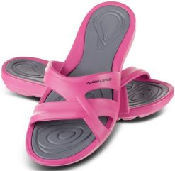Klapki basenowe damskie PANAMA. Niebieskie klapki Aqua-Speed, bez wzorów, z materiału, bez obcasa. Za 63.90 zł.