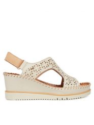 Pikolinos Sandały Aguadulce W3Z-1623C1 Biały. Białe sandały Pikolinos, bez wzorów, ze skóry, bez obcasa, na koturnie, bez zapięcia. Za 599.99 zł.