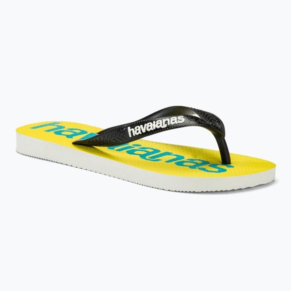 Japonki Havaianas Top Logomania 2 white /. Żółte klapki Havaianas, bez wzorów, z materiału, bez obcasa. Za 119.99 zł.