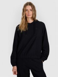 4F Bluza dresowa nierozpinana z kapturem damska - czarna M. Czarne bluzy 4f, m, bez wzorów, z bawełny, z kapturem. Za 159.99 zł.