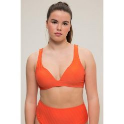 Damska Góra od bikini miękkie miseczki struktura fal. Brązowe bielizna sportowa Ulla Popken, plus size, bez wzorów, z elastanu. W wyprzedaży za 114.99 zł.