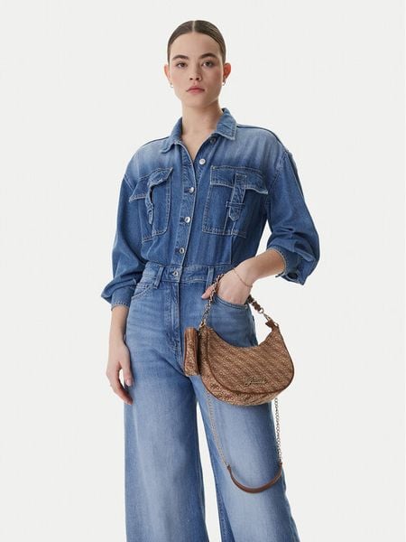 Guess Torebka J5BZ09 WFV20 Brązowy. Brązowe torebki klasyczne Guess, z aplikacjami, z materiału, bez dodatków. Za 229.99 zł.