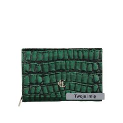 Mały skórzany Portfel Damski z grawerem croco Canaletto PD1225s292 RFIDPS. Zielone portfele bez wzorów, ze skóry. Za 170.00 zł.