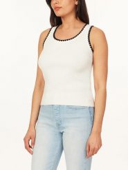 Scotch & Soda Top w kolorze biało-czarnym rozmiar: XL. Białe topy Scotch & Soda, xl, bez wzorów, prążkowane, bez kołnierzyka, bez ramiączek. Za 167.28 zł.
