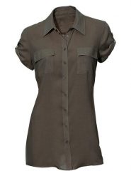 Heine Bluzka w kolorze oliwkowym rozmiar: 42. Brązowe bluzki Heine, bez wzorów, z bawełny, bez kołnierzyka, bez ramiączek. Za 95.69 zł.