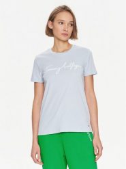 Tommy Hilfiger T-Shirt Signature WW0WW41674 Błękitny Regular Fit. Niebieskie t-shirty TOMMY HILFIGER, xs, bez wzorów, z bawełny, bez kołnierzyka, bez ramiączek. Za 89.99 zł.