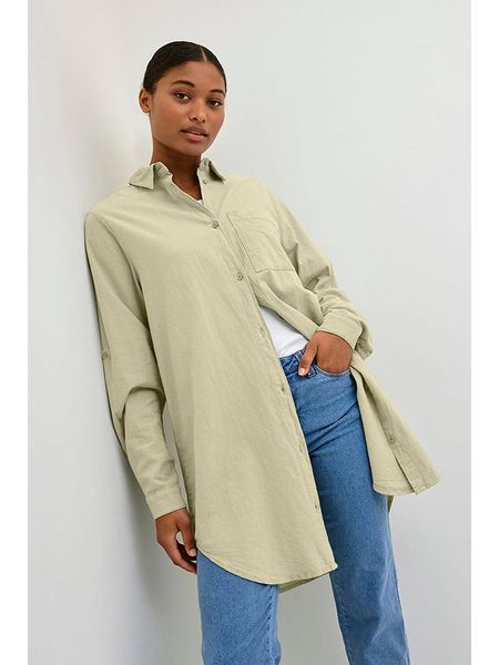 Kaffe Bluzka w kolorze zielonym rozmiar: 36. Zielone bluzki Kaffe, bez wzorów, z bawełny, bez kołnierzyka, bez ramiączek. Za 83.03 zł.