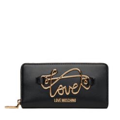 Duży Portfel Damski LOVE MOSCHINO. Czarne portfele Love Moschino, bez wzorów. Za 539.99 zł.