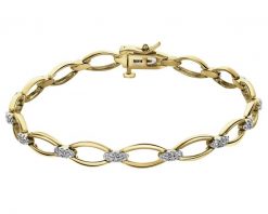 Bransoletka z żółtego złota z diamentami - 18 cm - 0,36 ct - próba 585. Żółte bransoletki Apart, z diamentem, złote. Za 7,990.00 zł.