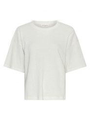 MOSS COPENHAGEN Koszulka "Linea" w kolorze białym rozmiar: XS/S. Białe bluzki Moss Copenhagen, s, bez wzorów, bez kołnierzyka, bez ramiączek. Za 109.52 zł.