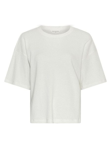MOSS COPENHAGEN Koszulka "Linea" w kolorze białym rozmiar: S/M. Białe bluzki Moss Copenhagen, m, bez wzorów, bez kołnierzyka, bez ramiączek. Za 159.95 zł.