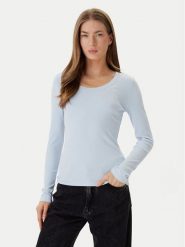 Calvin Klein Bluzka LV044D235G Błękitny Slim Fit. Niebieskie bluzki Calvin Klein, l, bez wzorów, bez kołnierzyka, bez ramiączek. Za 329.99 zł.