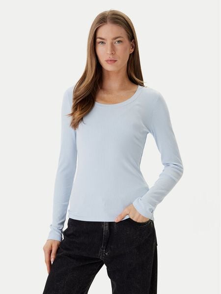 Calvin Klein Bluzka LV044D235G Błękitny Slim Fit. Niebieskie bluzki Calvin Klein, l, bez wzorów, bez kołnierzyka, bez ramiączek. Za 329.99 zł.