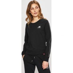 New Balance - Bluza. Czarne bluzy New Balance, l, z aplikacjami, z bawełny, bez kaptura. W wyprzedaży za 159.90 zł.