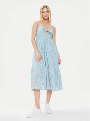 Pepe Jeans Sukienka letnia Mallory Print PL953533 Niebieski Regular Fit. Niebieskie sukienki Pepe Jeans, na lato, xs, bez wzorów, z bawełny, bez kołnierzyka, bez ramiączek. Za 359.99 zł.
