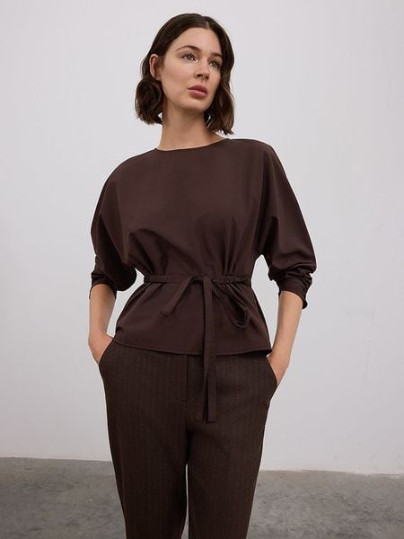 BGN Bluzka w kolorze brązowym rozmiar: 36. Brązowe bluzki BGN, bez wzorów, z tkaniny, bez kołnierzyka, bez ramiączek. Za 78.66 zł.