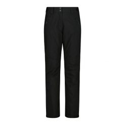 Spodnie narciarskie z gabardyny damskie CMP. Czarne spodnie narciarskie CMP, bez wzorów, z materiału, narciarskie. Za 499.99 zł.