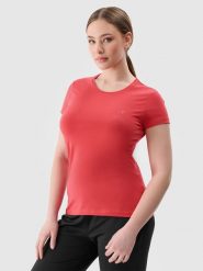4F T-shirt slim gładki damski - czerwony S. Czerwone t-shirty 4f, s, bez wzorów, z bawełny, bez kołnierzyka, bez ramiączek. W wyprzedaży za 29.99 zł.