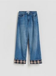Jeansy wide leg - niebieski. Niebieskie jeansy Reserved, bez wzorów. Za 159.99 zł.