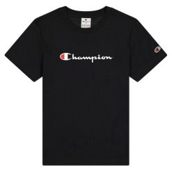 T-shirt Damski Markowy Rękaw. Czarne t-shirty Champion, bez wzorów, bez kołnierzyka, bez ramiączek. Za 143.99 zł.